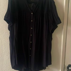 Black blouse with lace shoulders